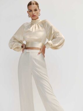 Reformation Julia Silk Top in Ivory